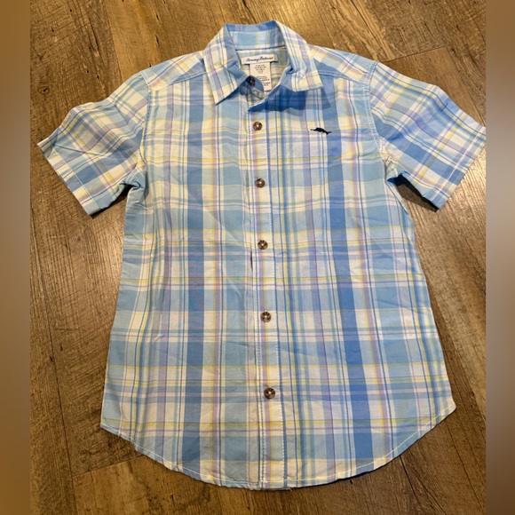 Tommy Bahama Other - NWT Kids Blue Plaid Short Sleeve Shirt 7/8